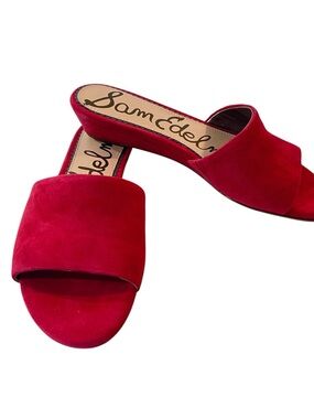 Sam Edelman Liliana Red Suede Wedge Slides Sandals Womens Size 7 New